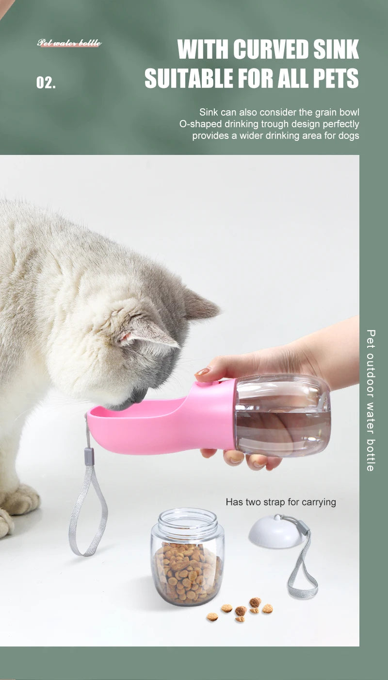 Portable Pet Water Bottle with Food Container