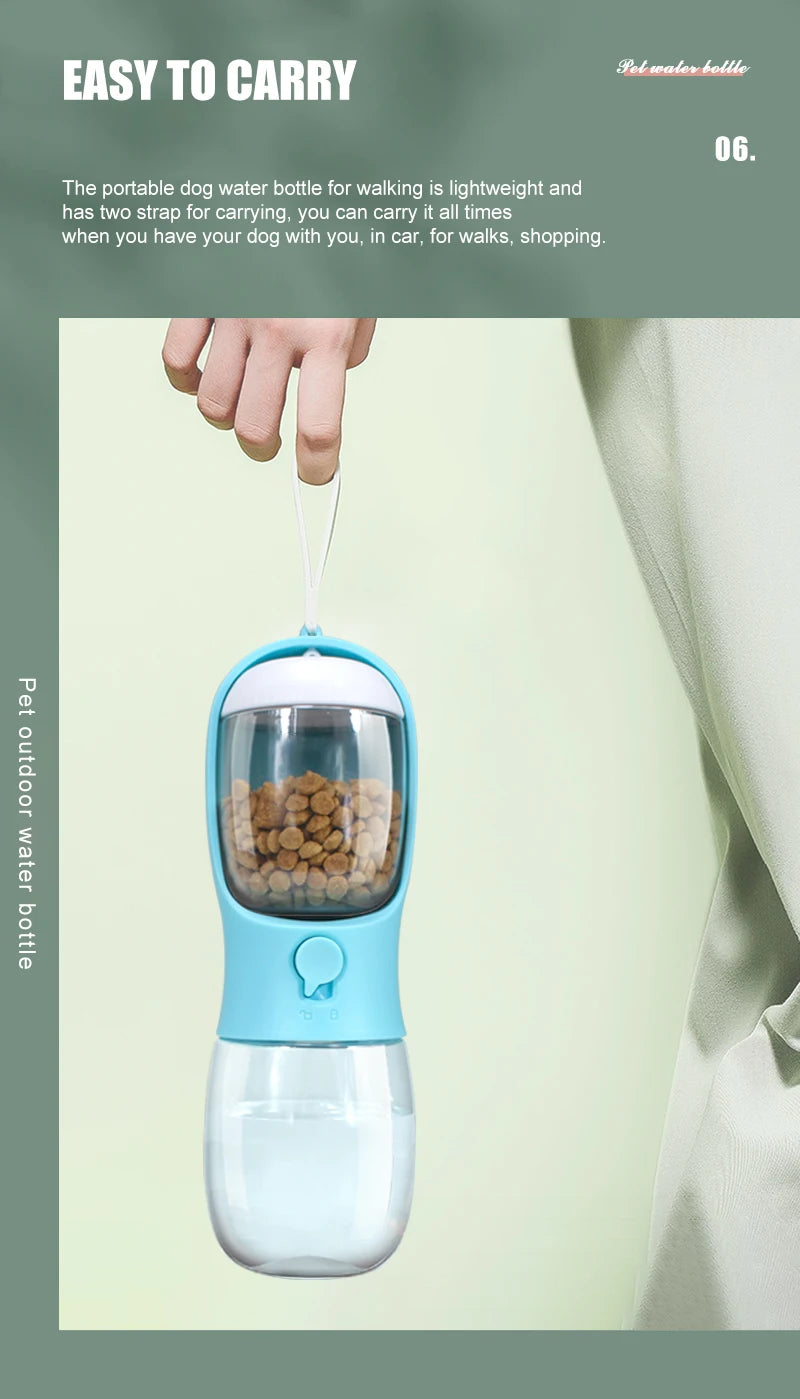 Portable Pet Water Bottle with Food Container