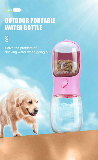 Portable Pet Water Bottle with Food Container